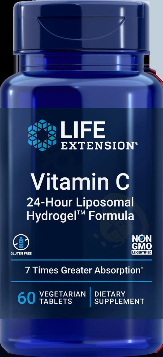 Vitamin C, 24-Hour Liposomal Hydrogel, 7 Times Greater Absorption, 60 Vegetarian Tablets, Life Extension