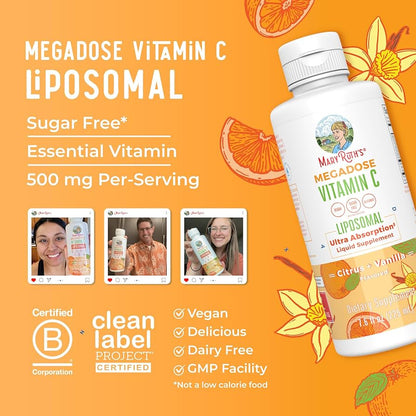 Megadose Vitamin C, Citrus + Vanilla Flavor, 7.6oz, MaryRuth Organics