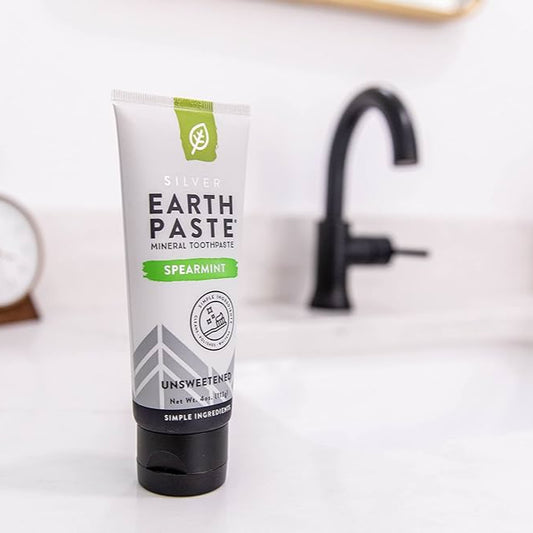 Silver Earth Paste, Mineral Toothpaste, Spearmint, 4oz, Redmond Life
