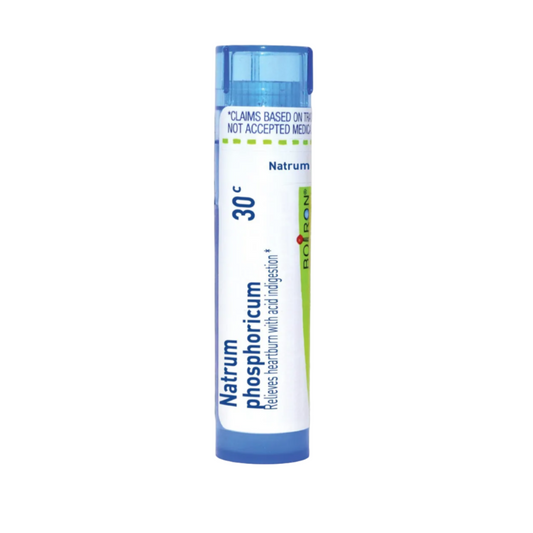 Natrum phosphoricum 30C, Homeopathic Medicine that Relieves heartburn with acid indigestion, Boiron, 80 Pills (Pill Size #40)