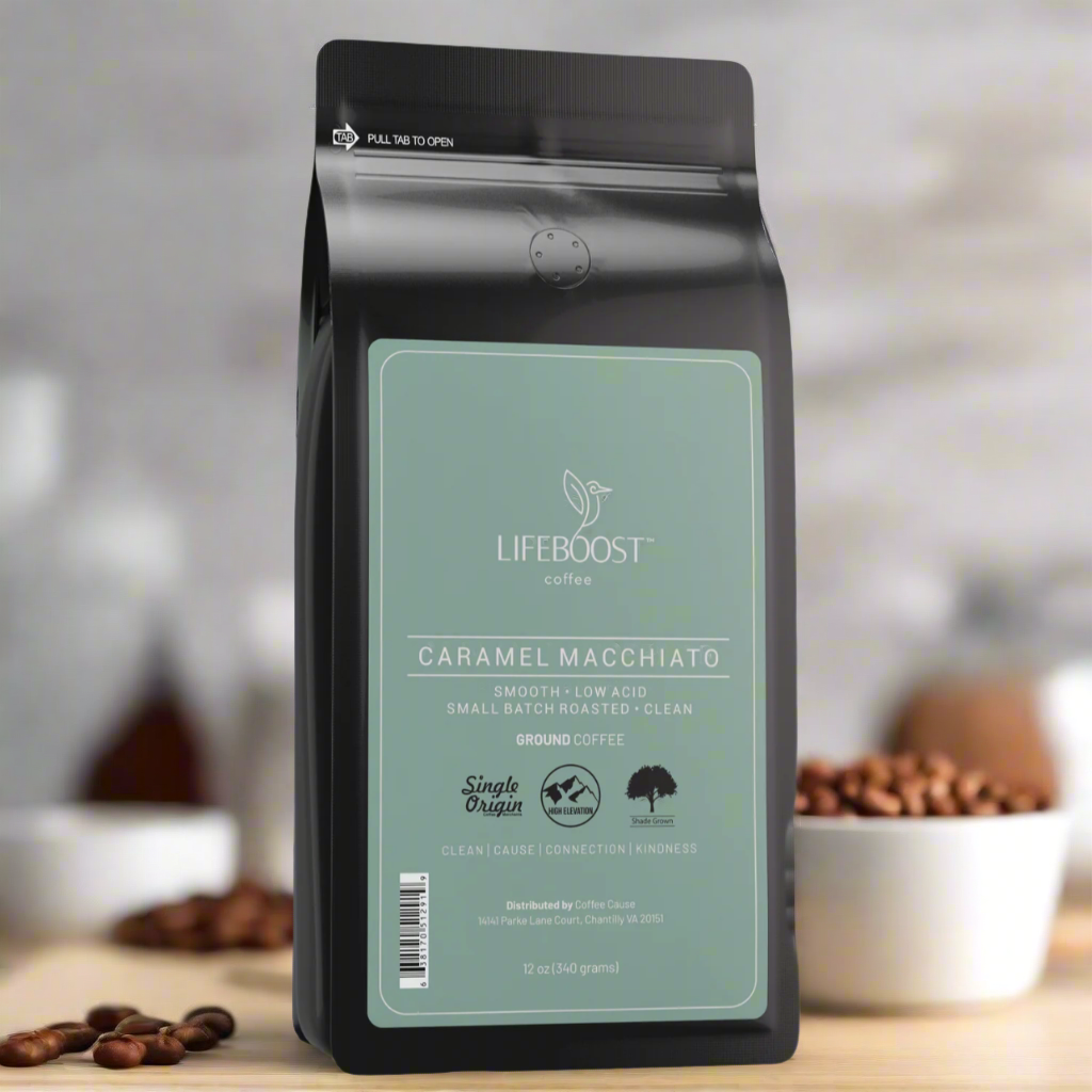 Caramel Macchiato Ground Coffee, 12oz, LifeBoost