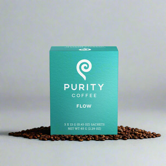 FLOW: Original Medium Roasted Organic Single-Serve Sachet with Ground Coffee, Purity, 5 Count