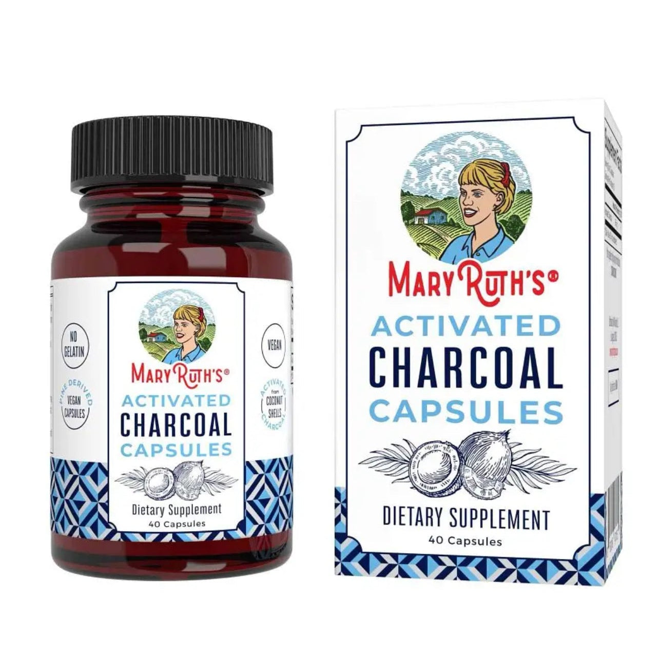 Activated Charcoal, 40 Capsules, MaryRuth Organics