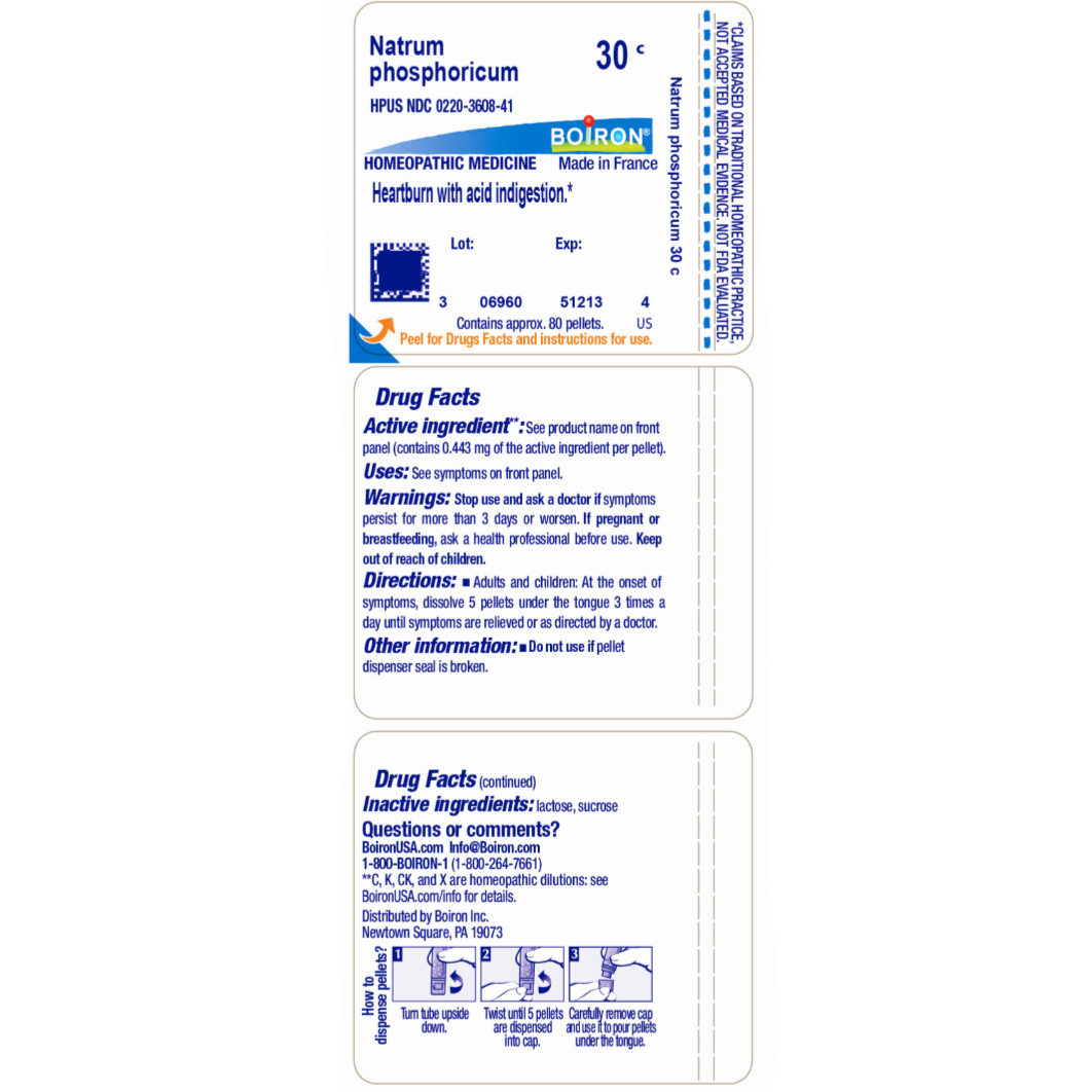 Natrum phosphoricum 30C, Homeopathic Medicine that Relieves heartburn with acid indigestion, Boiron, 80 Pills (Pill Size #40)