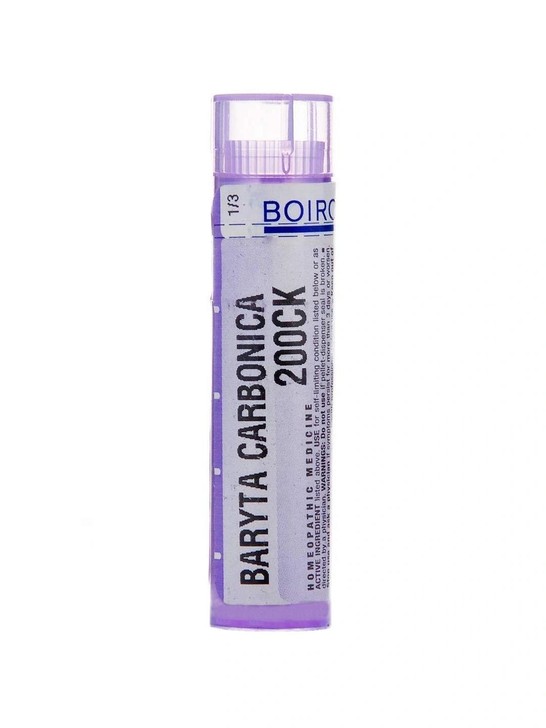 Baryta Carbonica, 30C, 200CK, Homeopathic Medicine for Sore Throat Triggered by and Worsened by Wet Weather, Boiron, 80 Pills (Pill Size #40)