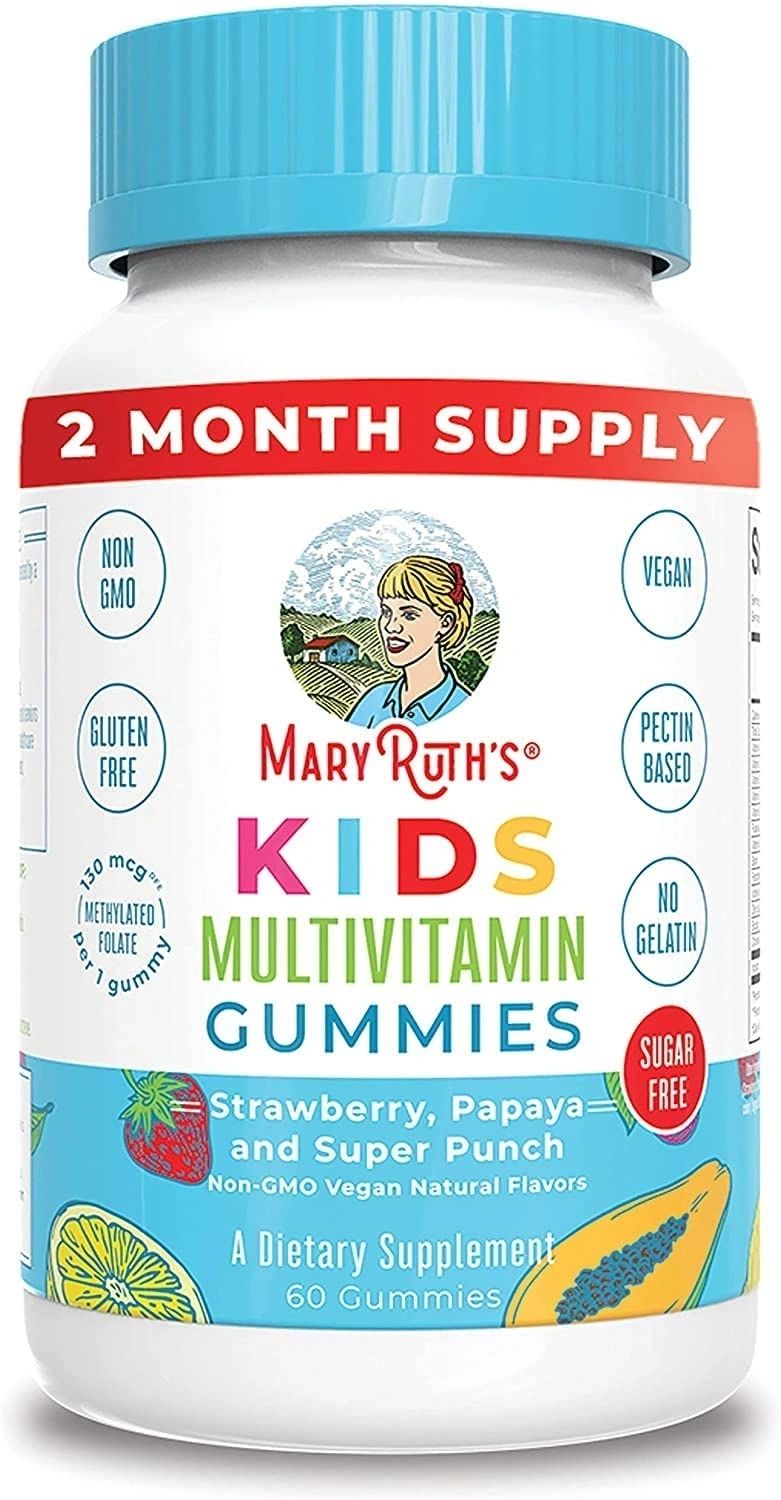 Mary Ruth's Kids Organic Vegan Multivitamin Gummies, Sugar Free, 60 Count, 2 Month Supply