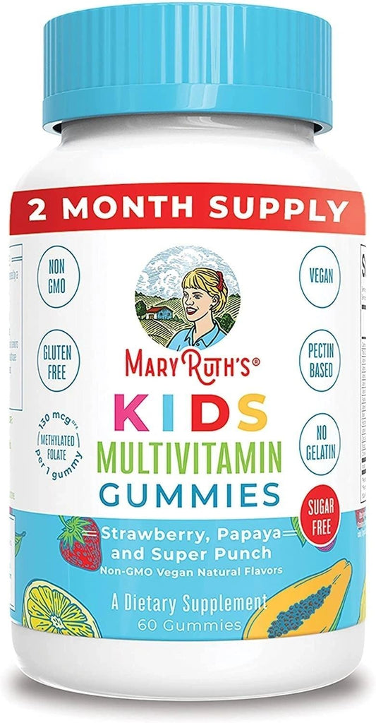 Mary Ruth's Kids Organic Vegan Multivitamin Gummies, Sugar Free, 60 Count, 2 Month Supply