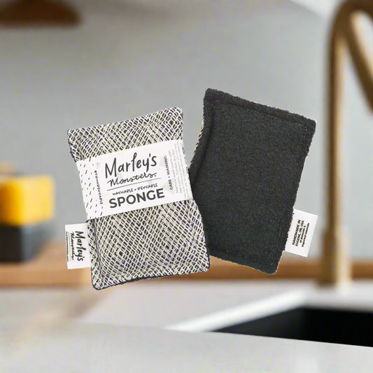 Washable Sponge - Black & Surprise Print, Marley's Monsters