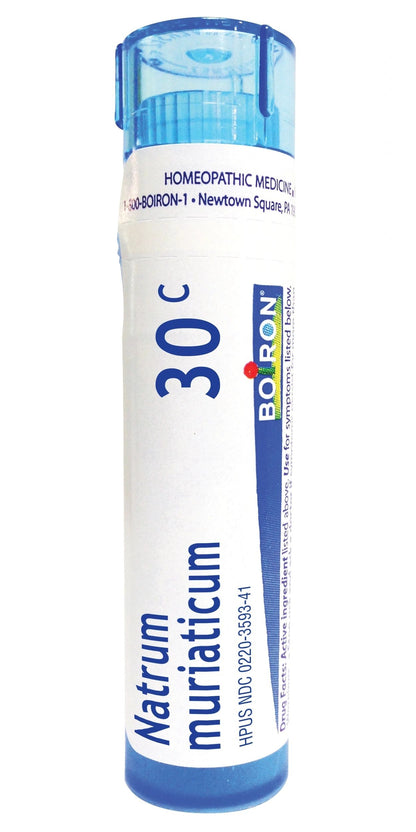 Natrum Muriaticum, 12C, 30C, 200CK, 1M, Homeopathic Medicine for Allergic Runny Nose, Boiron, 80 Pellets (Pill Size #40)