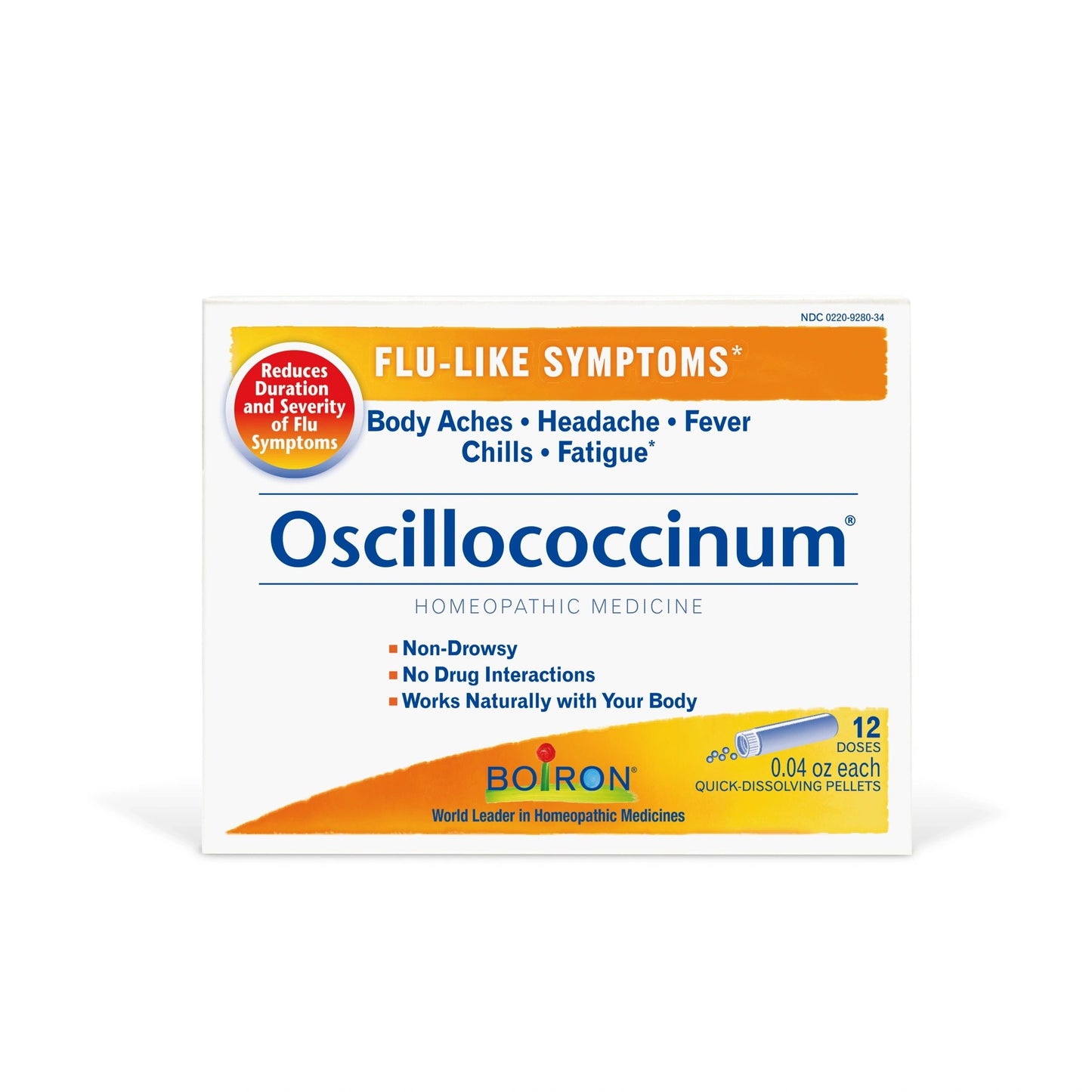 Oscillococcinum 6, 12, or 30 Doses, Boiron, Pill Size #40