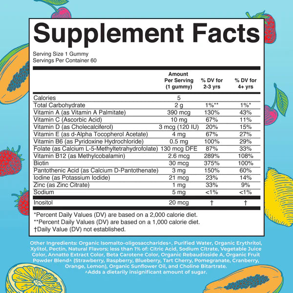 Kids Multivitamin Gummies, Strawberry, Papaya and Super Punch Flavor, 60 Count, MaryRuth Organics