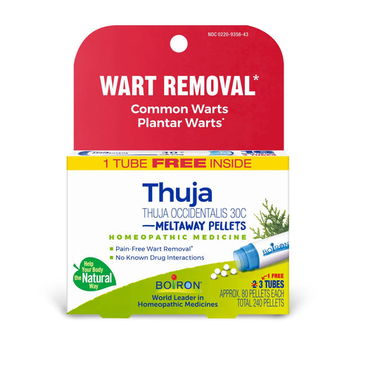 WART REMOVAL* Thuja 30C, 3 Tubes, 80 Pellets Each, Includes 1 FREE Tube