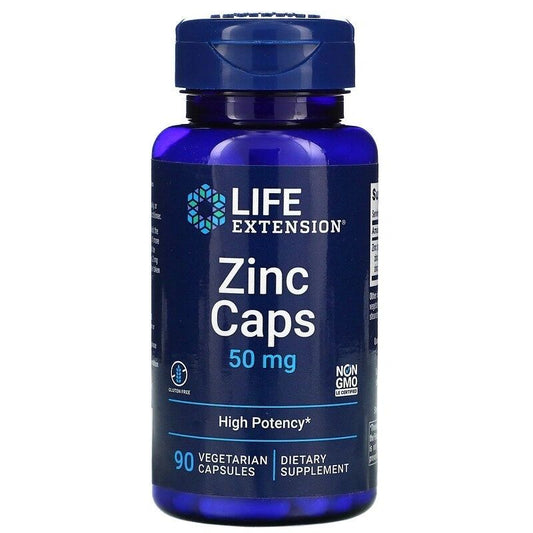 Zinc Caps, 50 mg, 90 Vegetarian Capsules, Life Extension