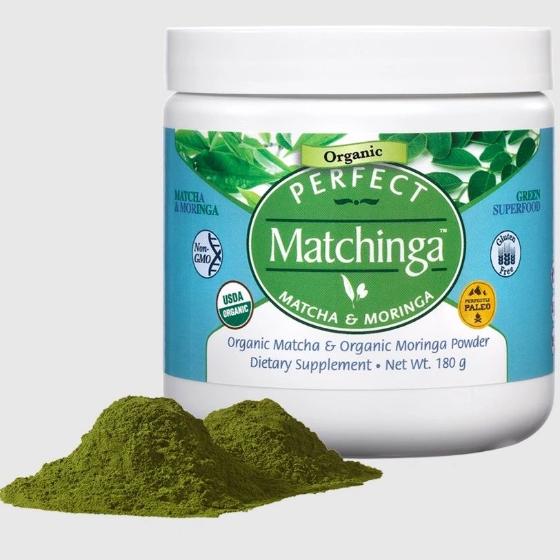 Organic Matchinga Powder, Matcha + Moringa, 180g, Perfect Supplements