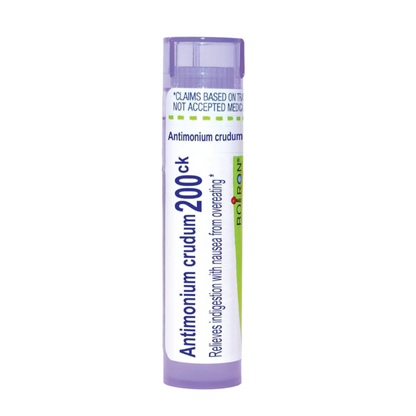 Antimonium Crudum 6C, 30C, 200CK, Homeopathic Medicine for Indigestion, Boiron, 80 Pills (Pill Size #40)
