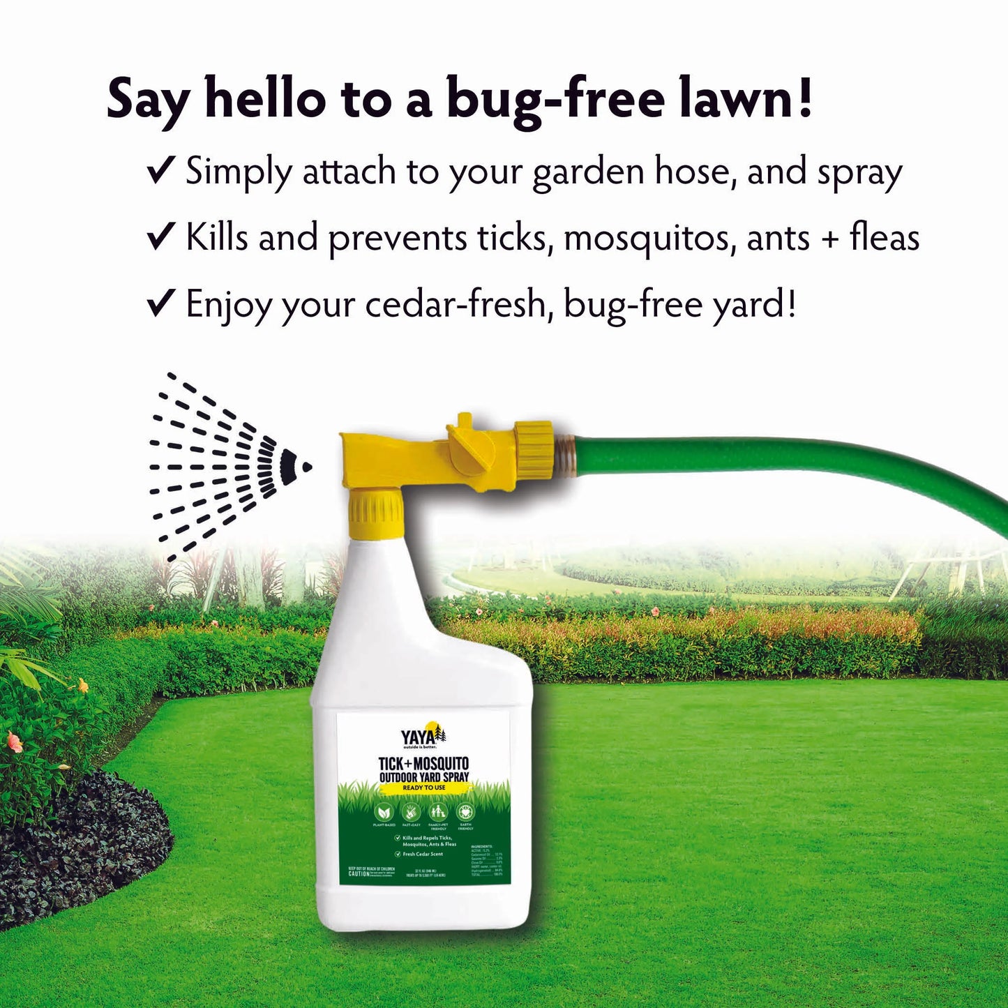 Tick + Mosquito Outdoor Yard Spray - Ready To Use, 32oz, YAYA Organics