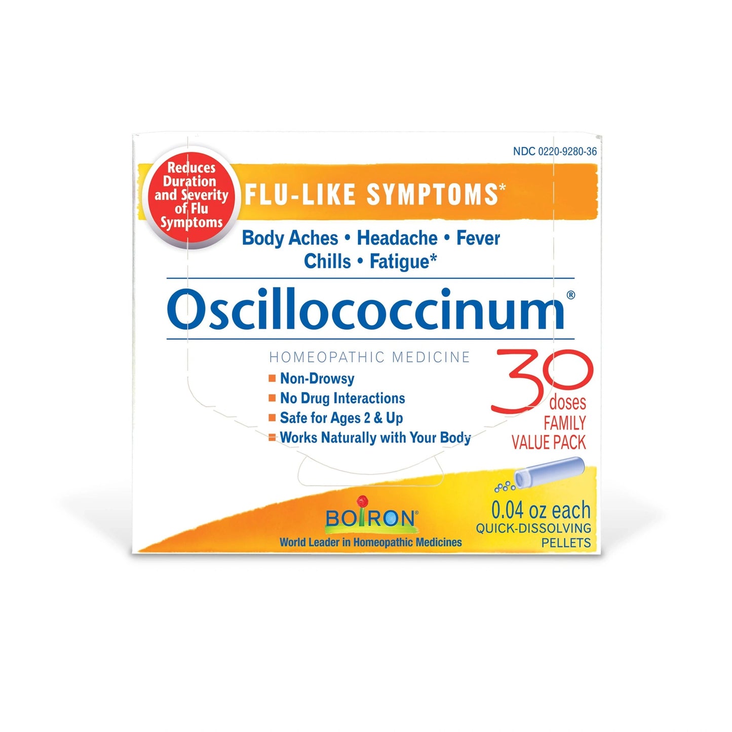 Oscillococcinum 6, 12, or 30 Doses, Boiron, Pill Size #40