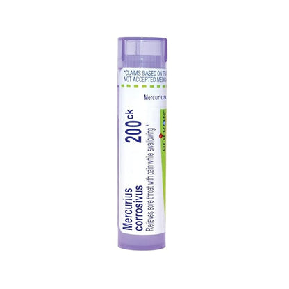 Mercurius Corrosivus 30C, 200CK, Homeopathic Medicine for Sore Throat with Pain while Swallowing, Boiron, 80 Pills (Pill Size #40)