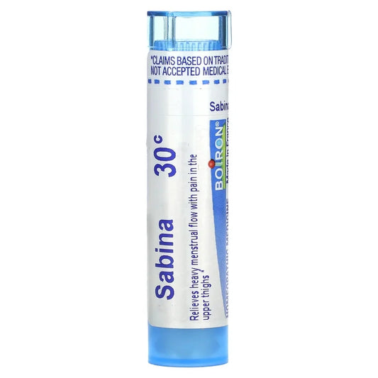Sabina 6C, 30C, 200CK, Homeopathic Medicine for Relief of Heavy Menstrual Flow with Pain in the Upper Thighs, Boiron, 80 Pills (Pill Size #40)