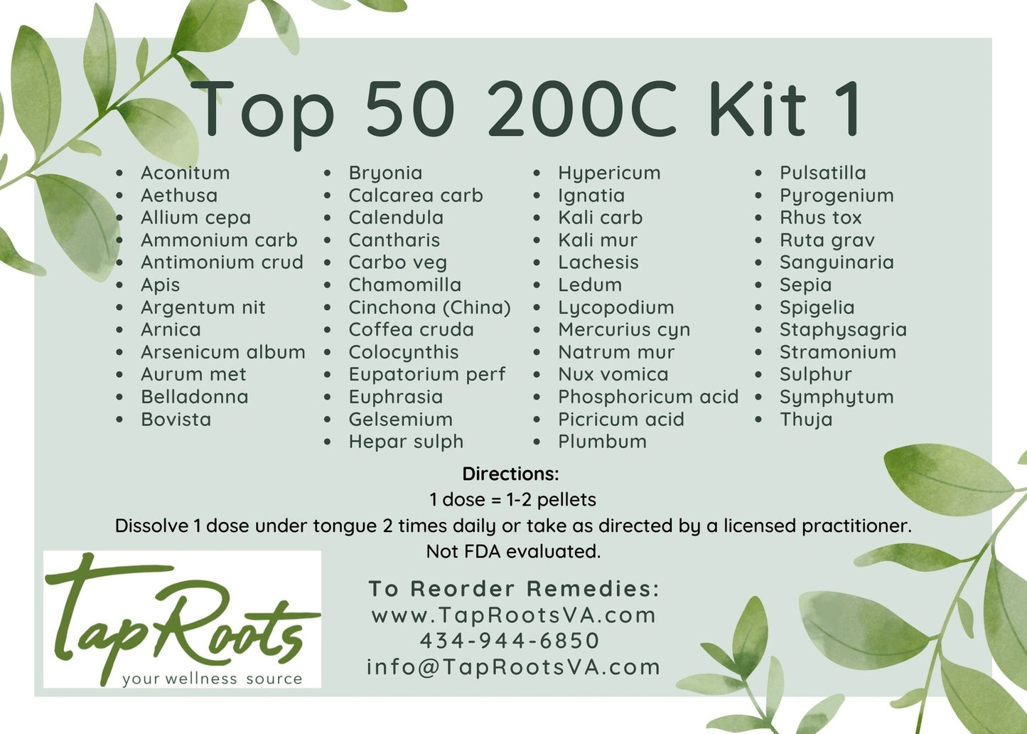 TapRoots’ Top 50 200C Homeopathy Kit 1