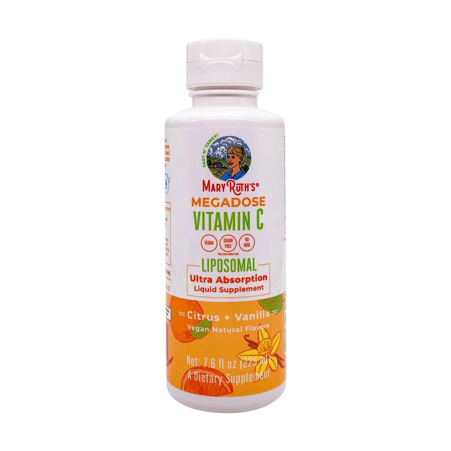 Megadose Vitamin C, Liposomal Ultra Absorption Liquid Supplement, Citrus + Vanilla, 7.6oz, Mary Ruth's