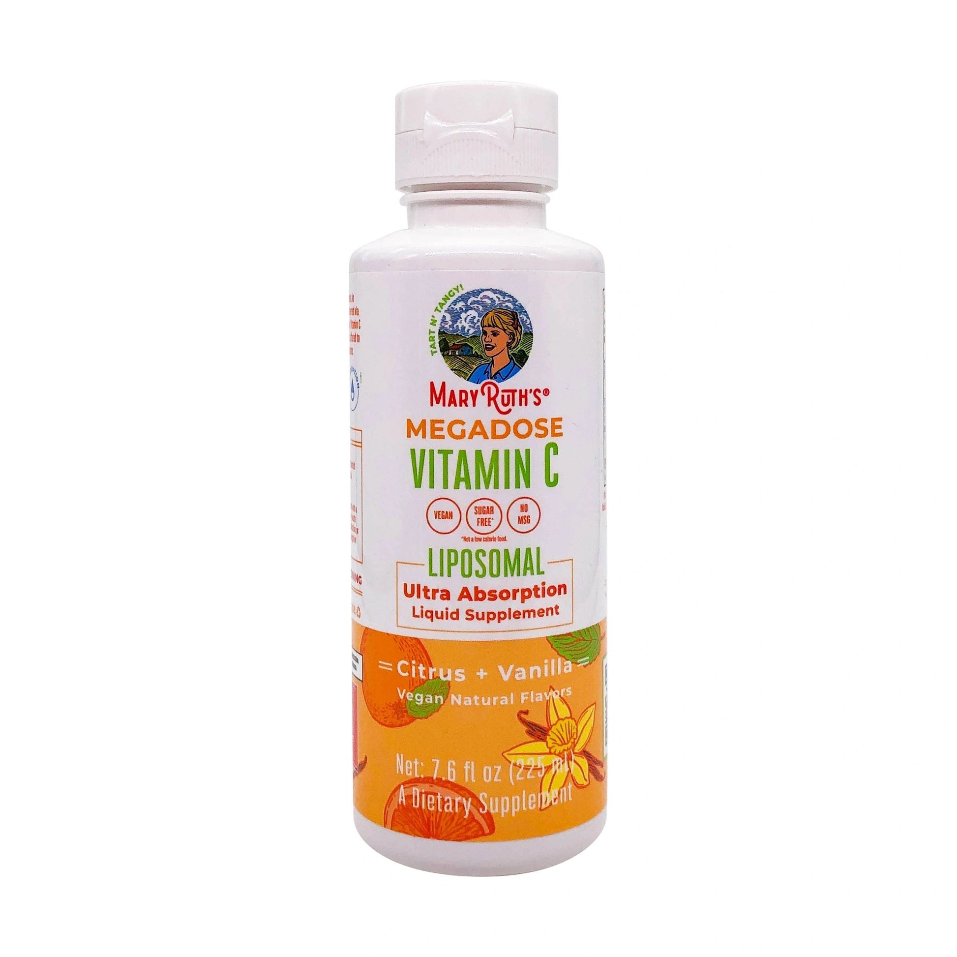 Megadose Vitamin C, Liposomal Ultra Absorption Liquid Supplement, Citrus + Vanilla, 7.6oz, Mary Ruth's