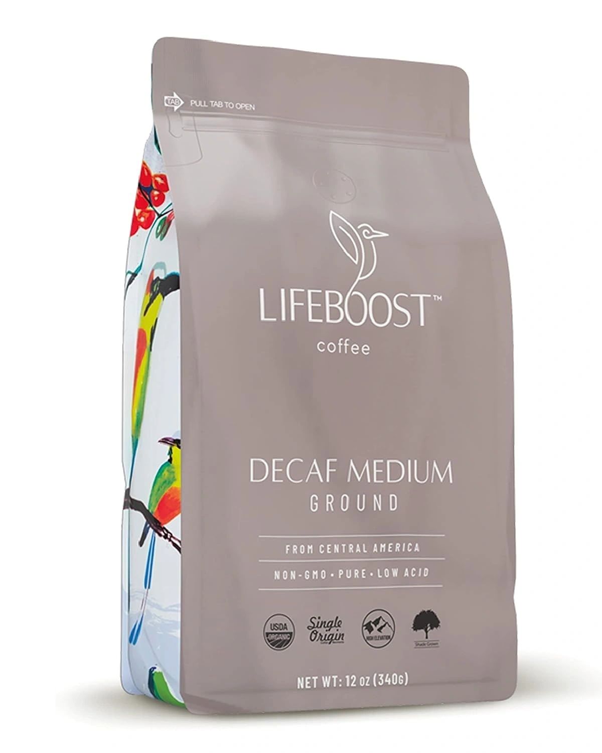 Decaf Medium Ground Coffee, 12oz, Lifeboost