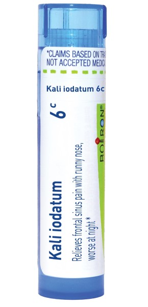 Kali Iodatum 6C, 30C, Homeopathic Relief of Frontal Sinus Pain with Runny Nose, Boiron, 80 Pills (Pill Size #40)