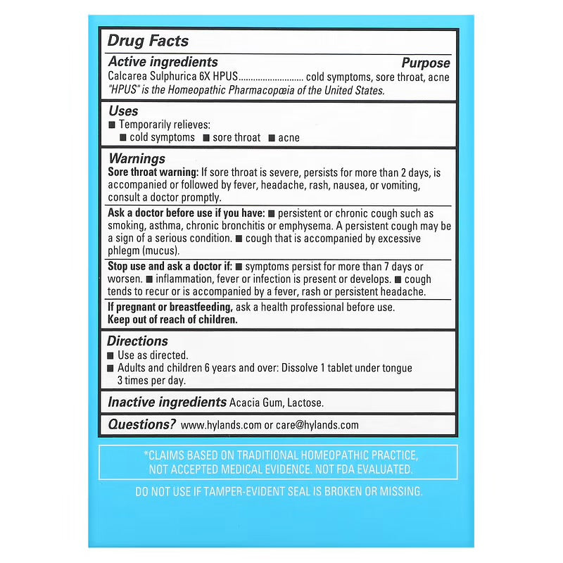 Cell Salt #3 Calc Sulph 6x, 100 Tablets, Hyland's