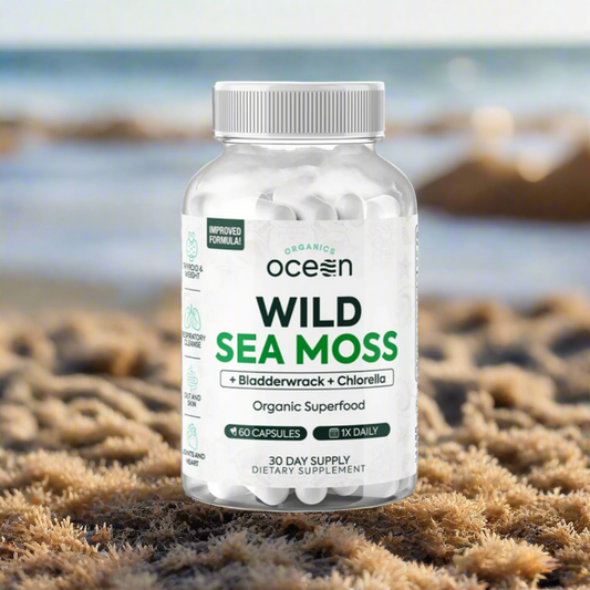 Wild Sea Moss + Bladderwrack + Chlorella, Organic Superfood, 60 Capsules, Organics Ocean