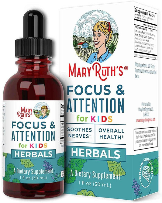 Mary Ruth's Organic KIDS Focus & Attention Liquid Drops, Alcohol Free, Vegan, 30ml