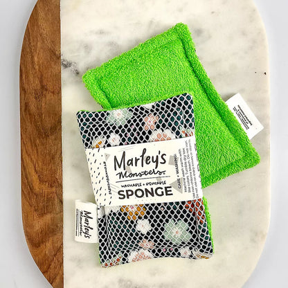 Washable Sponge - Green & Surprise Print, Marley's Monsters