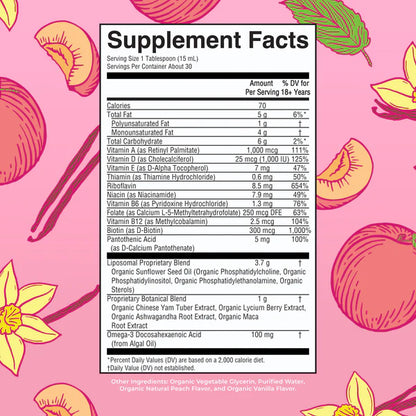 Women's Liquid Multivitamin Liposomal, Vanilla Peach Flavored, 15.22oz, MaryRuth Organics