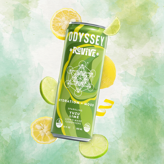 Yuzu Lime Sparkling Mushroom HYDRATION + MOOD Drink, Odyssey