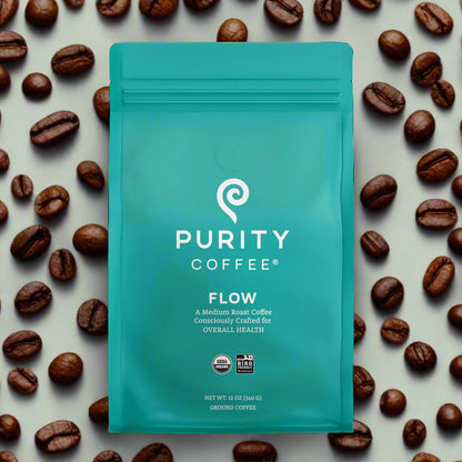 FLOW: Original Medium Roasted Organic Ground Coffee, 12oz, Purity Coffee