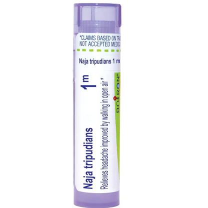 Naja Tripudians 30C, 200CK, 1M, Homeopathic Medicine for Headache Improved by Walking in Open Air, Boiron, 80 Pills (Pill Size #40)