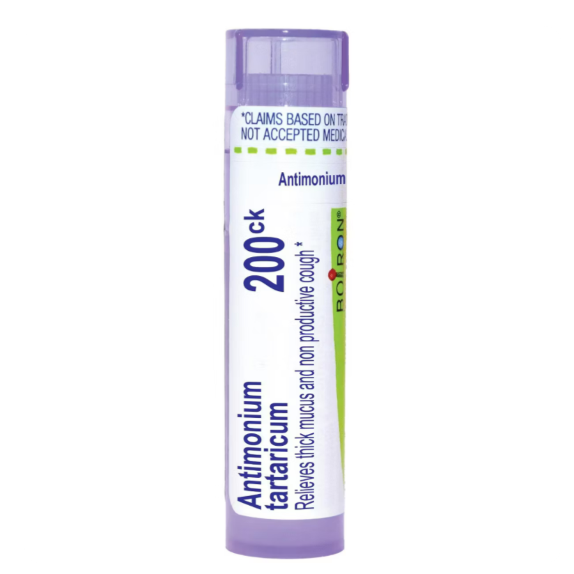 Antimonium Tartaricum, 30C, 200CK, 1M, Homeopathic Medicine for Wet, Non-Productive Cough, Boiron, 80 Pills (Pill Size #40)