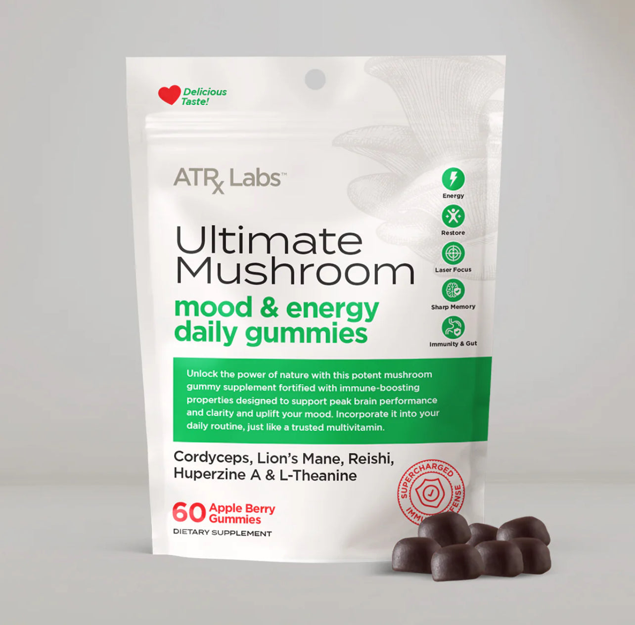 Ultimate Mushroom, Mood & Energy Daily Gummies, 60ct, cbdMD