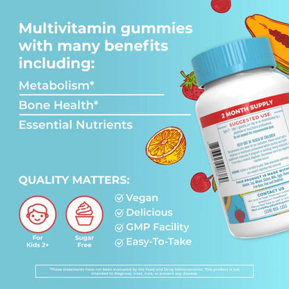 Kids Multivitamin Gummies, Strawberry, Papaya and Super Punch Flavor, 60 Count, MaryRuth Organics