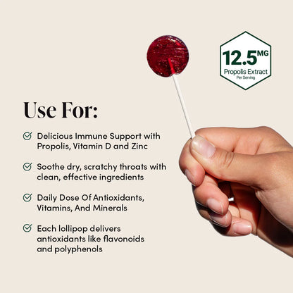 Kid's Propolis Throat Soothing Pops, Green Apple, Strawberry + Mixed Berry with Elderberry, BeeKeeper's