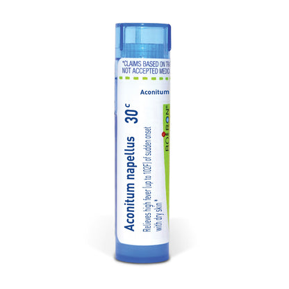Aconitum Napellus, Homeopathic Medicine for High Fever (up to 102F) of Sudden Onset, Boiron, 80 Pills (Pill Size #40)