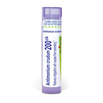 Antimonium Crudum, Homeopathic Medicine for Indigestion, Boiron, 80 Pills (Pill Size #40)