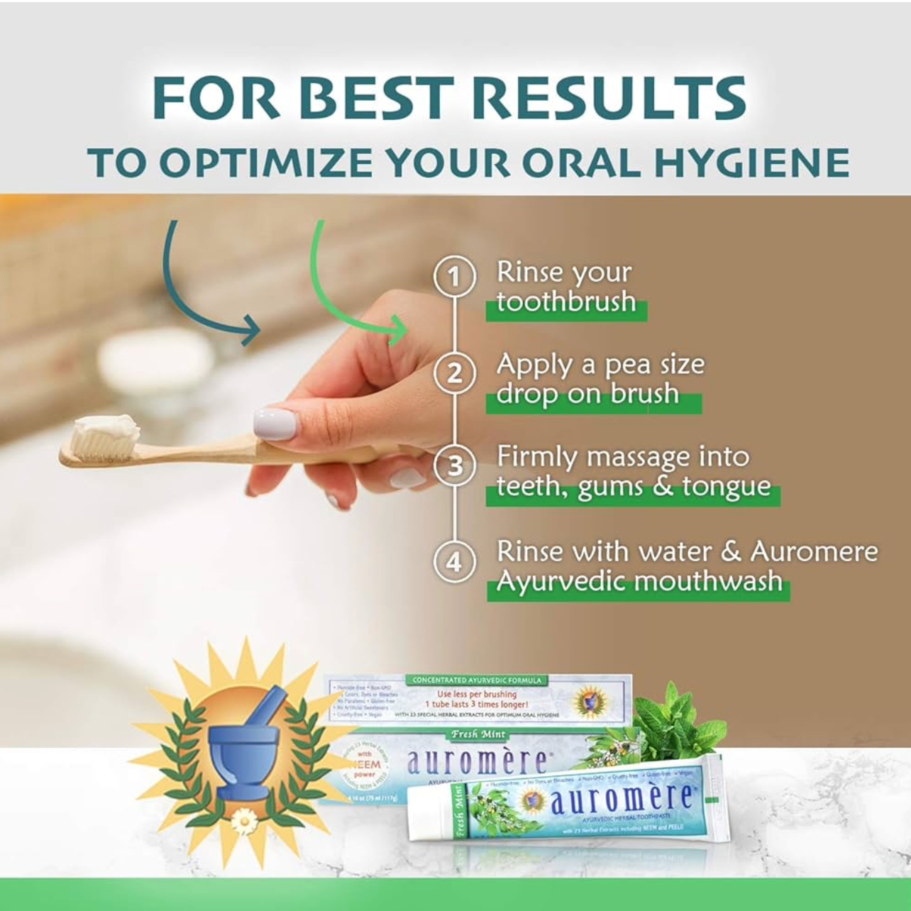 Fresh Mint Herbal Toothpaste, 4.16 oz, Auromere Ayurvedic Imports