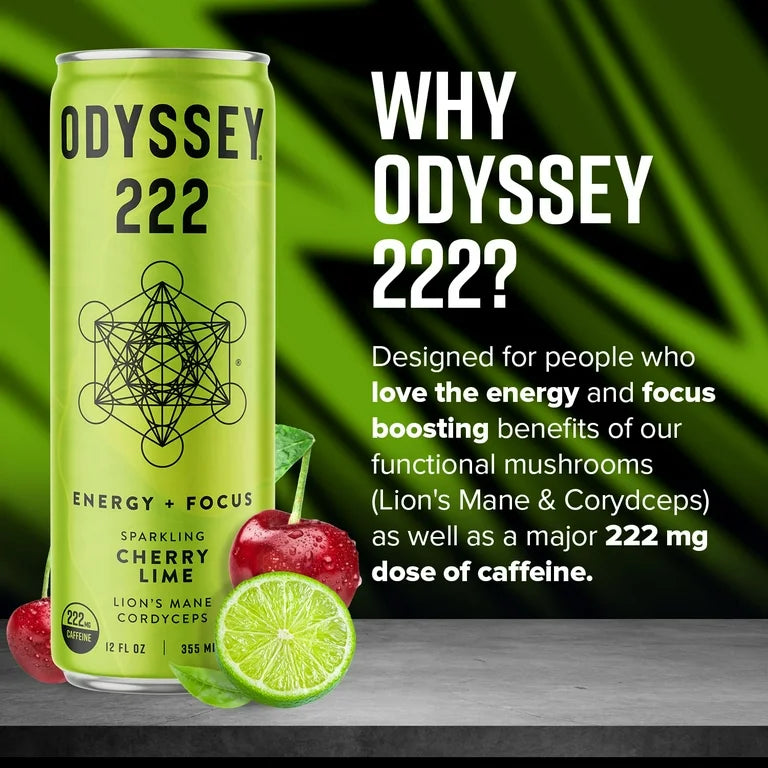 Cherry Lime Sparkling Mushroom Elixir - ENERGY + FOCUS, Odyssey
