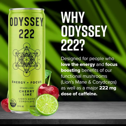 Cherry Lime Sparkling Mushroom Elixir - ENERGY + FOCUS, Odyssey