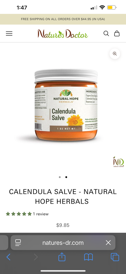 Calendula Salve, 1oz, Natural Hope Herbals