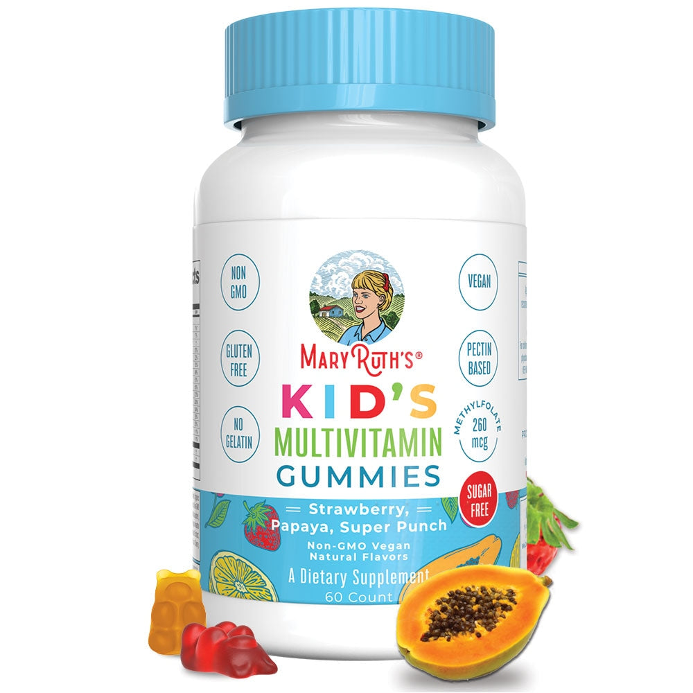 Kids Multivitamin Gummies, Strawberry, Papaya and Super Punch Flavor, 60 Count, MaryRuth Organics