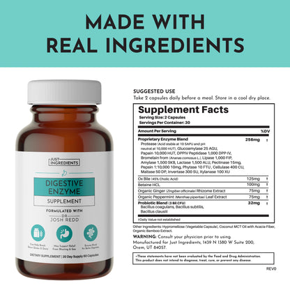 Digestive Enzyme, 60 Capsules, Just Ingredients