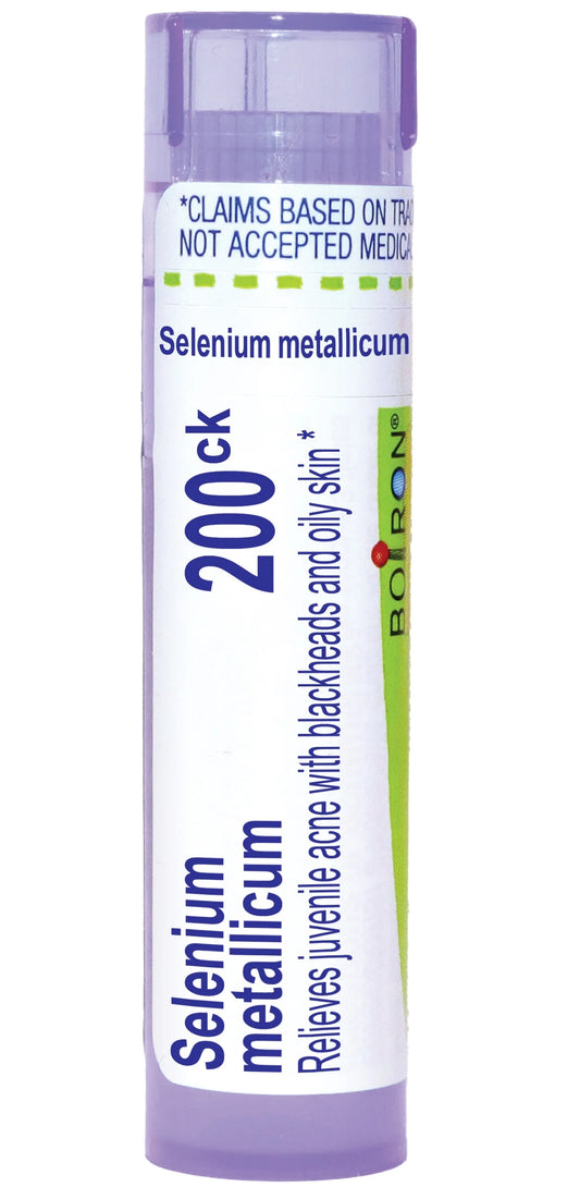 Selenium Metallicum 200CK, Homeopathic Medicine for Juvenile Acne with Blackheads, Boiron, 80 Pills (Pill Size #40)