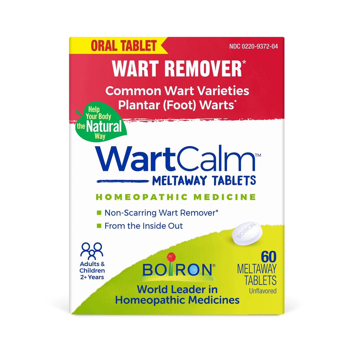 WartCalm, Homeopathic Medicine for Removal of Common and Plantar Warts, 60 Meltaway Tablets, Boiron